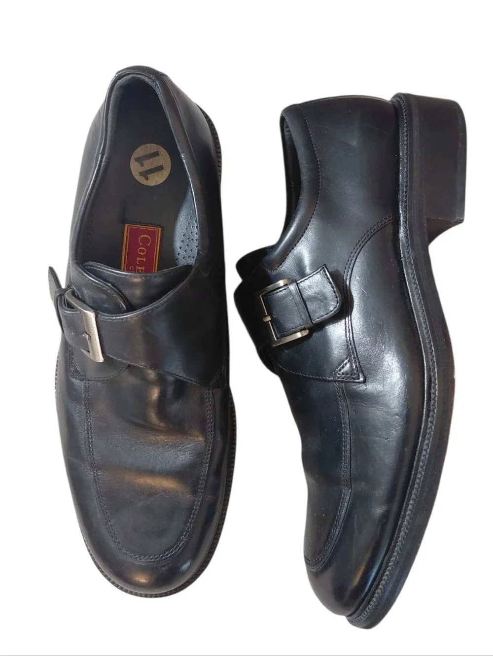 Cole Haan Black Leather Single Monk Strap Loafers Size 11 Casual or Dress Shoe